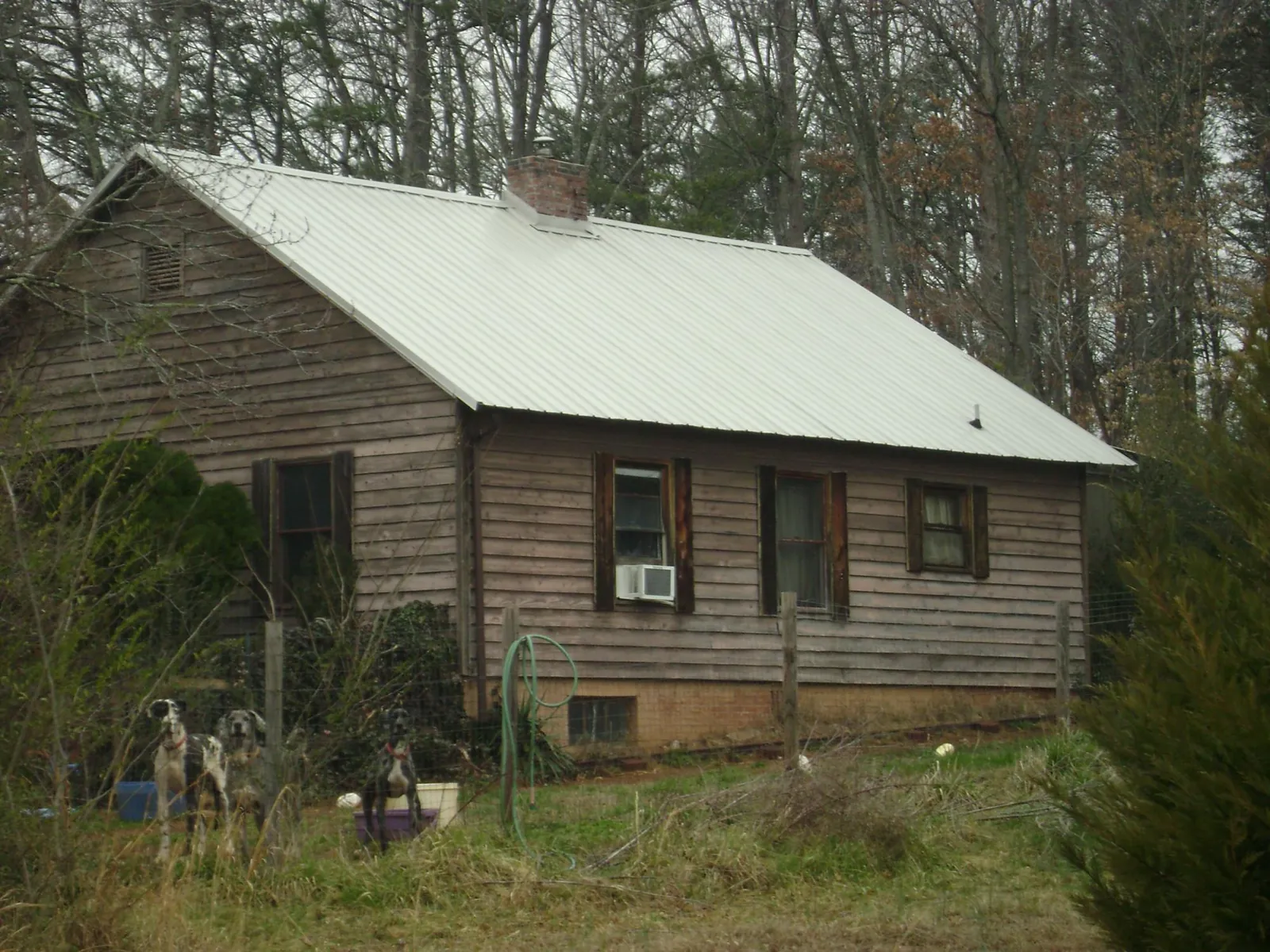 White metal roof on an old wood sided farmhouse, from a Metal Roof Installation job in Treadwell
